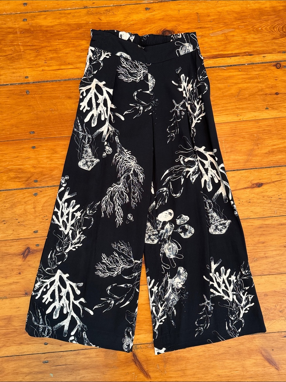 Tropical Print Wide Leg Pants XS